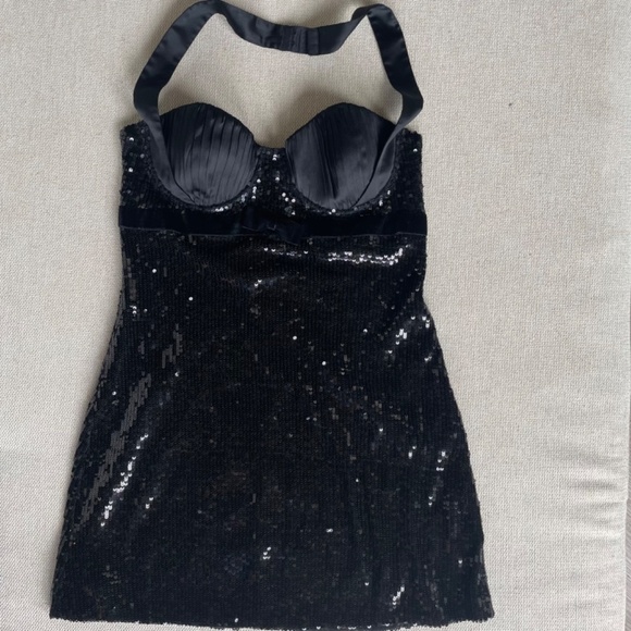 Marciano black sequin halter mini dress size medium - Picture 1 of 12